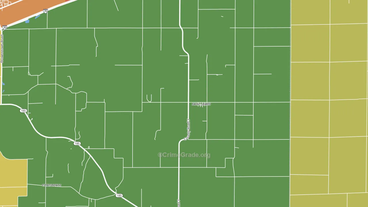 St. James, IL Map of Vandalism Rates