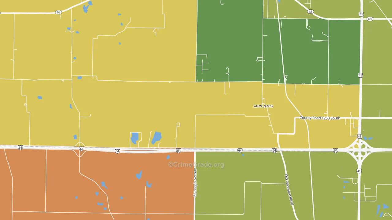 St. James, IN Map of Vandalism Rates