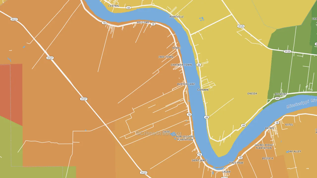 St. James, LA Map of Vandalism Rates