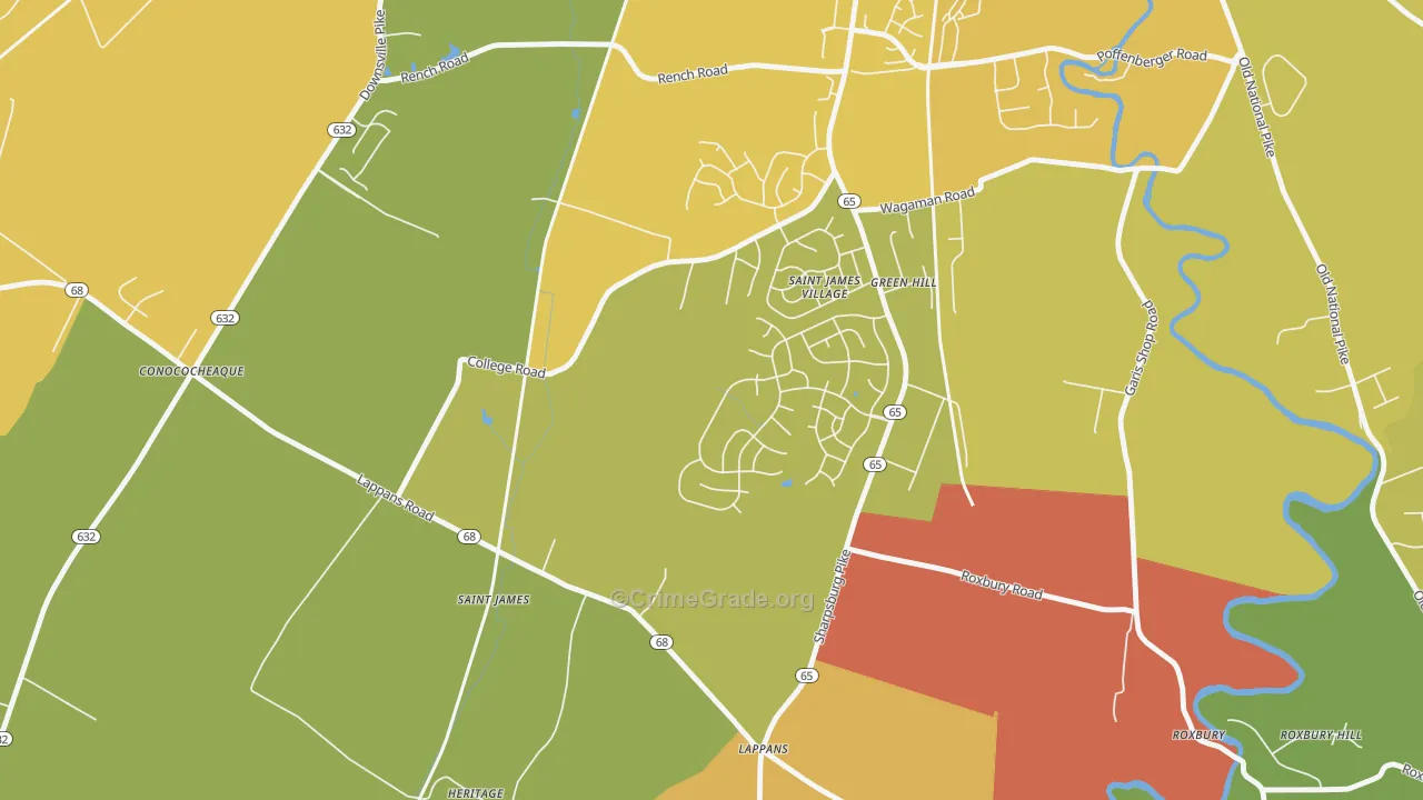 St. James, MD Map of Vandalism Rates