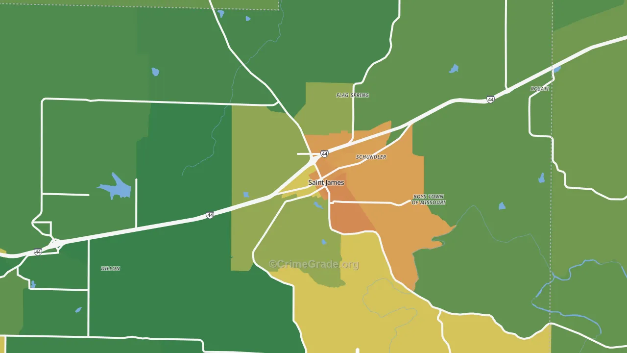 St. James, MO Map of Vandalism Rates