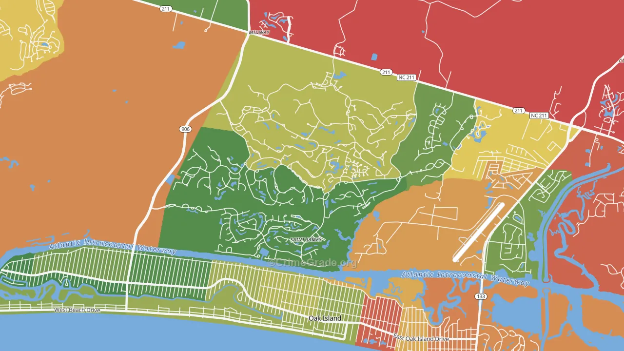 St. James, NC Map of Vandalism Rates