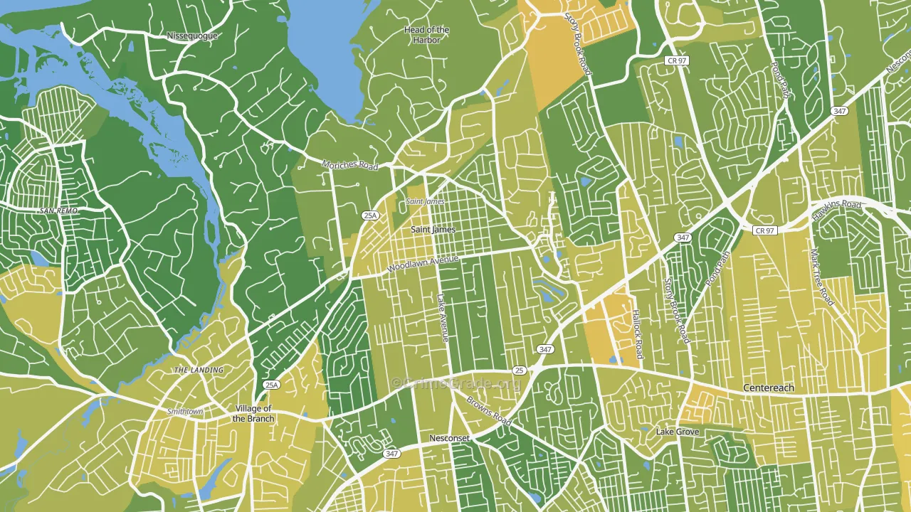 St. James, NY Map of Vandalism Rates