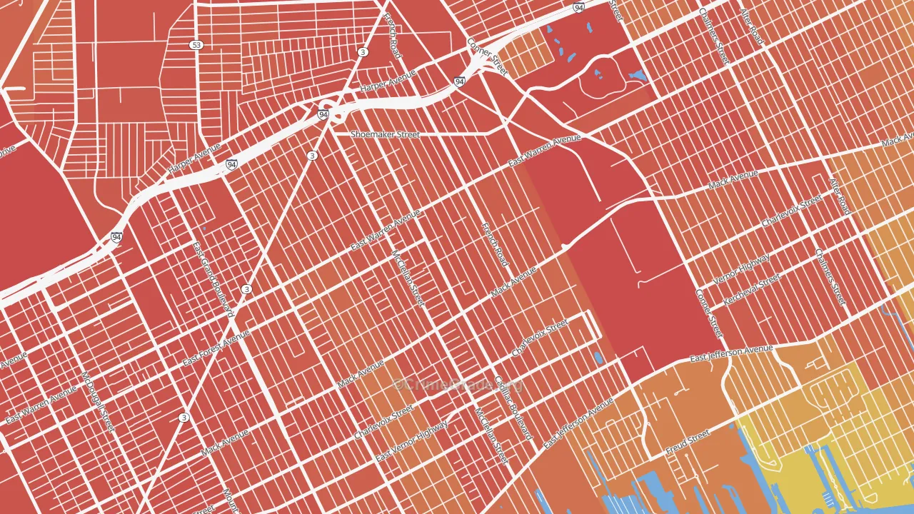 St Jean, Detroit, MI Map of Vandalism Rates