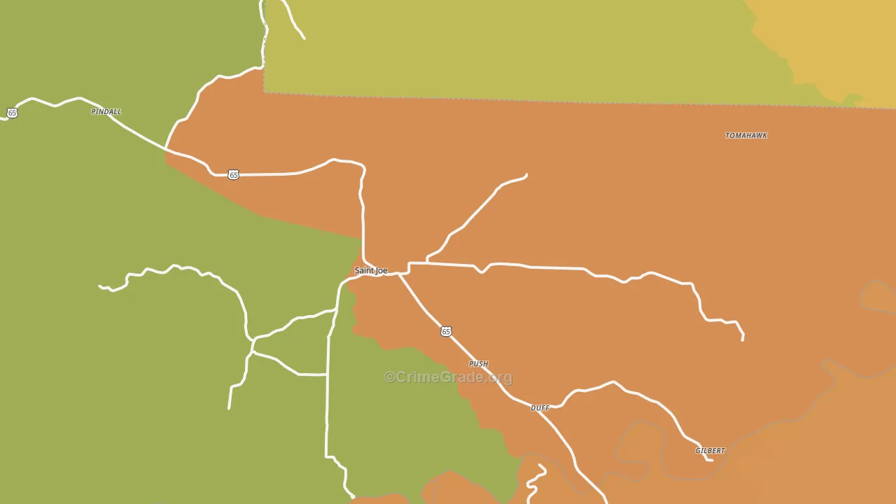 St. Joe, AR Map of Vandalism Rates