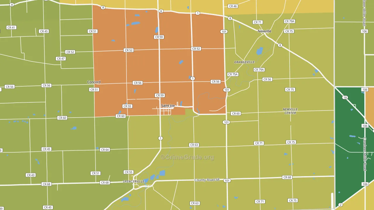 St. Joe, IN Map of Vandalism Rates
