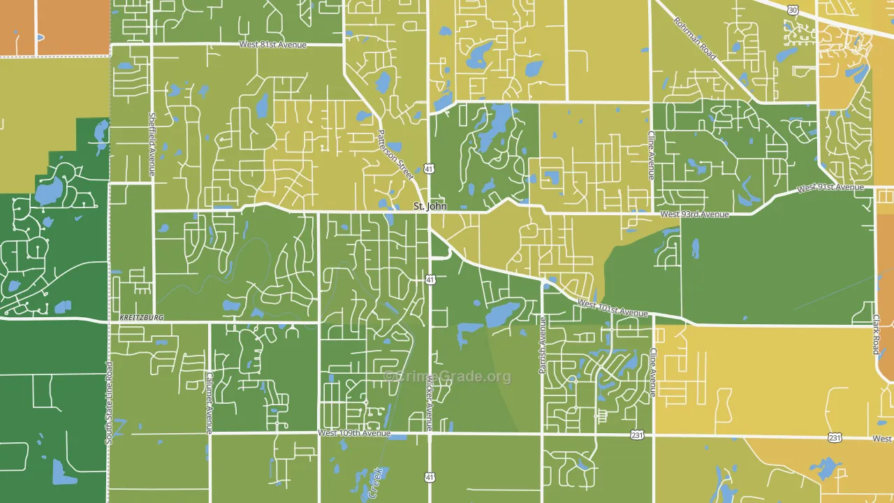 St. John, IN Map of Vandalism Rates