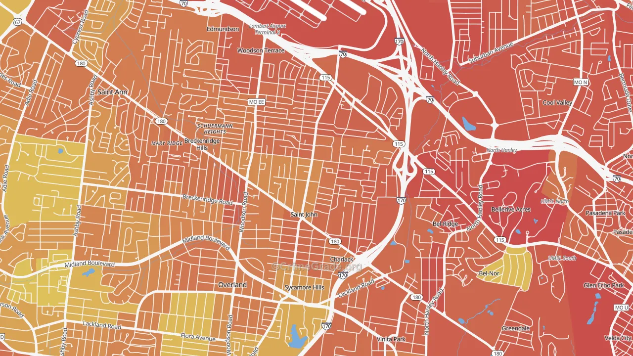 St. John, MO Map of Vandalism Rates