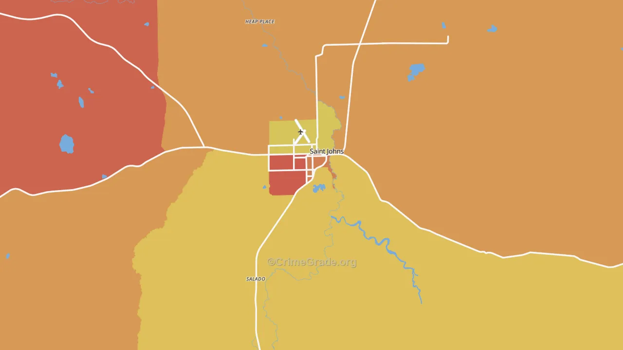 St. Johns, AZ Map of Vandalism Rates