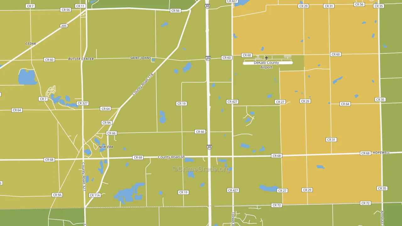 St. Johns, IN Map of Vandalism Rates