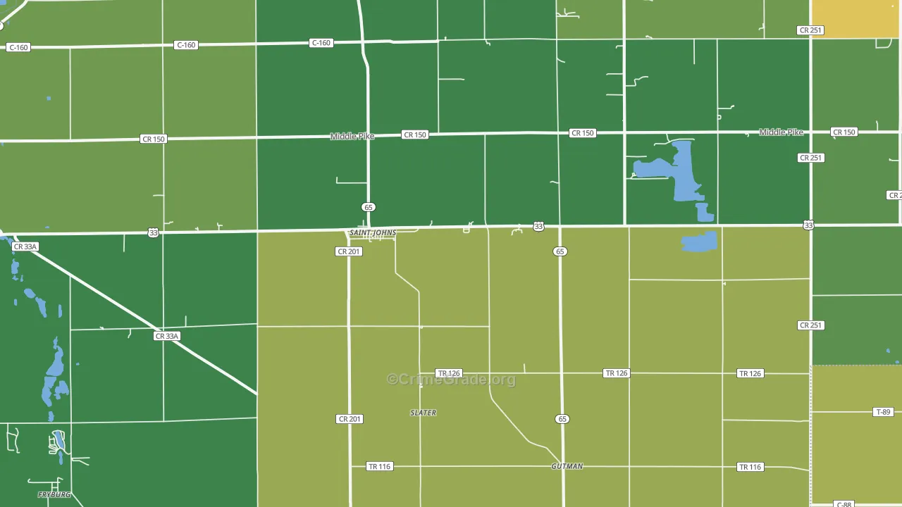 St. Johns, OH Map of Vandalism Rates