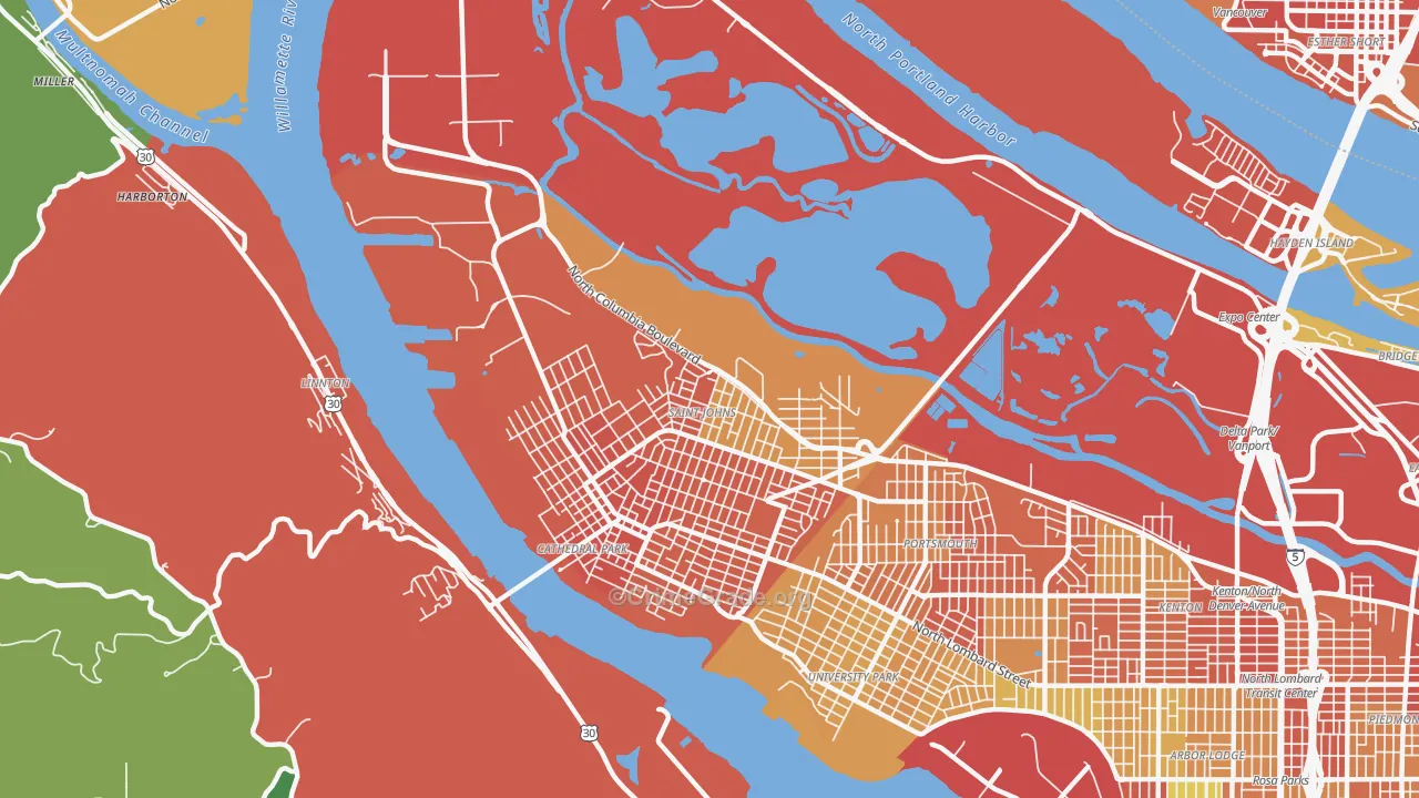 St. Johns, Portland, OR Map of Vandalism Rates
