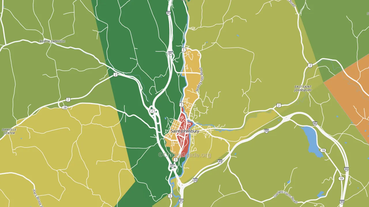 St. Johnsbury, VT Map of Vandalism Rates