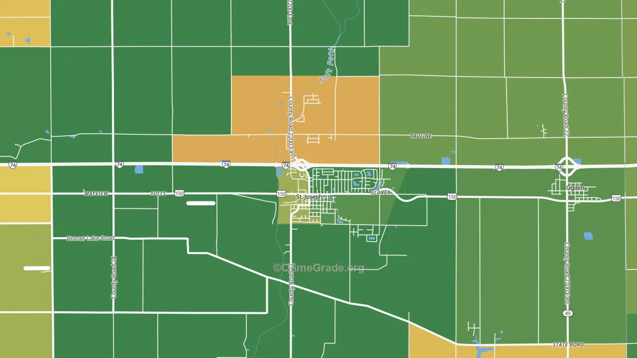 St. Joseph, IL Map of Vandalism Rates