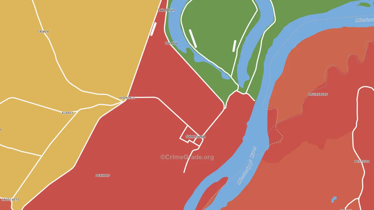 St. Joseph, LA Map of Vandalism Rates
