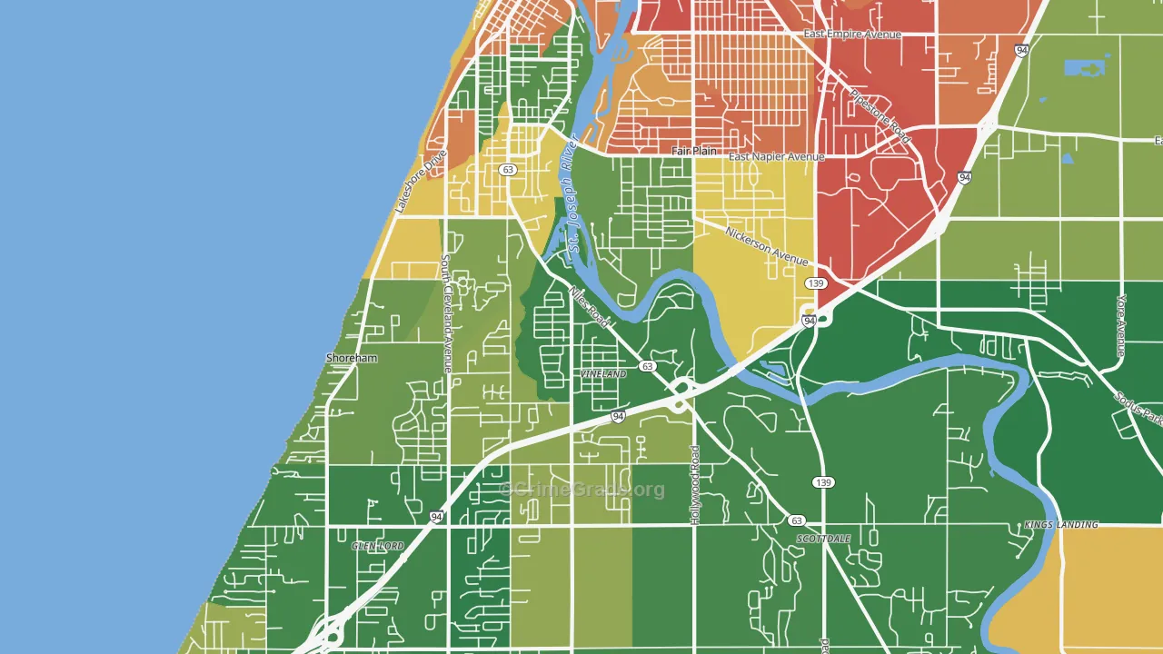 St. Joseph, MI Map of Vandalism Rates