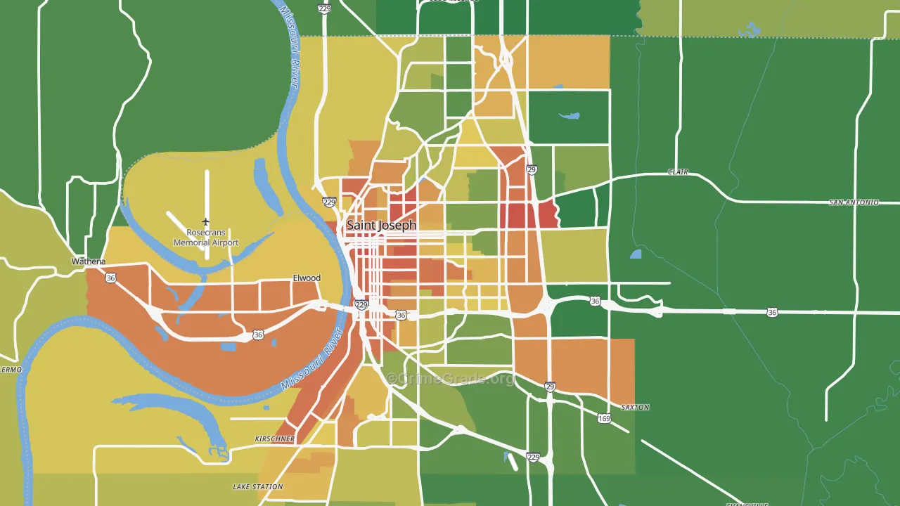 St. Joseph, MO Map of Vandalism Rates