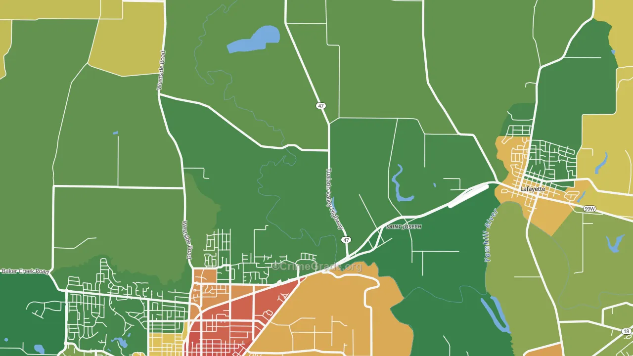 St. Joseph, OR Map of Vandalism Rates
