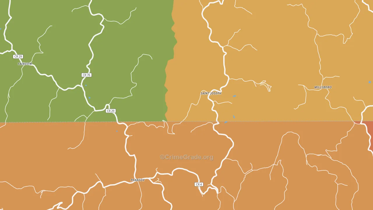 St. Joseph, WV Map of Vandalism Rates