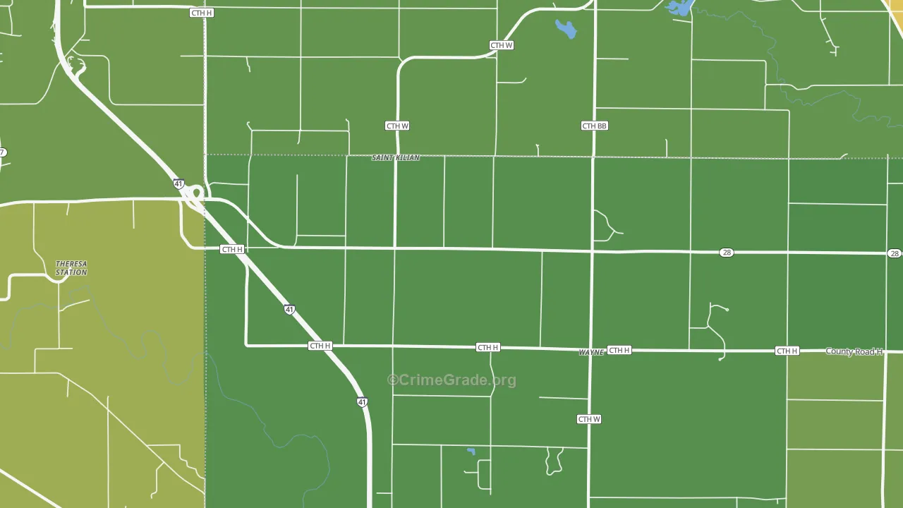 St. Kilian, WI Map of Vandalism Rates
