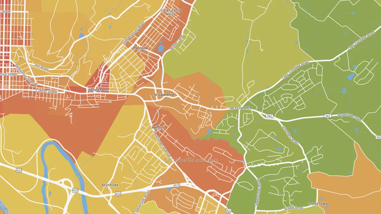 St. Lawrence, PA Map of Vandalism Rates