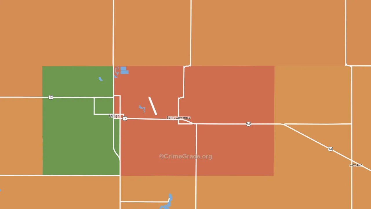 St. Lawrence, SD Map of Vandalism Rates