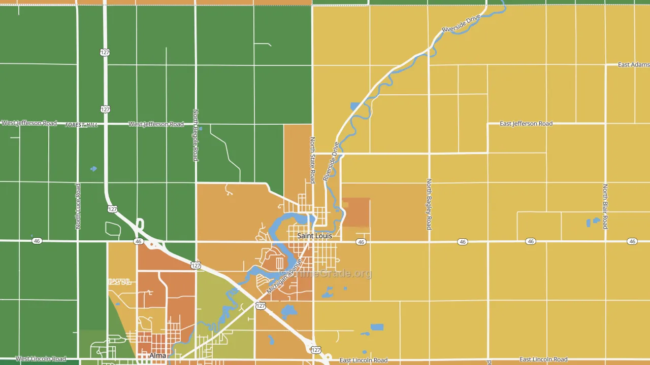 St. Louis, MI Map of Vandalism Rates