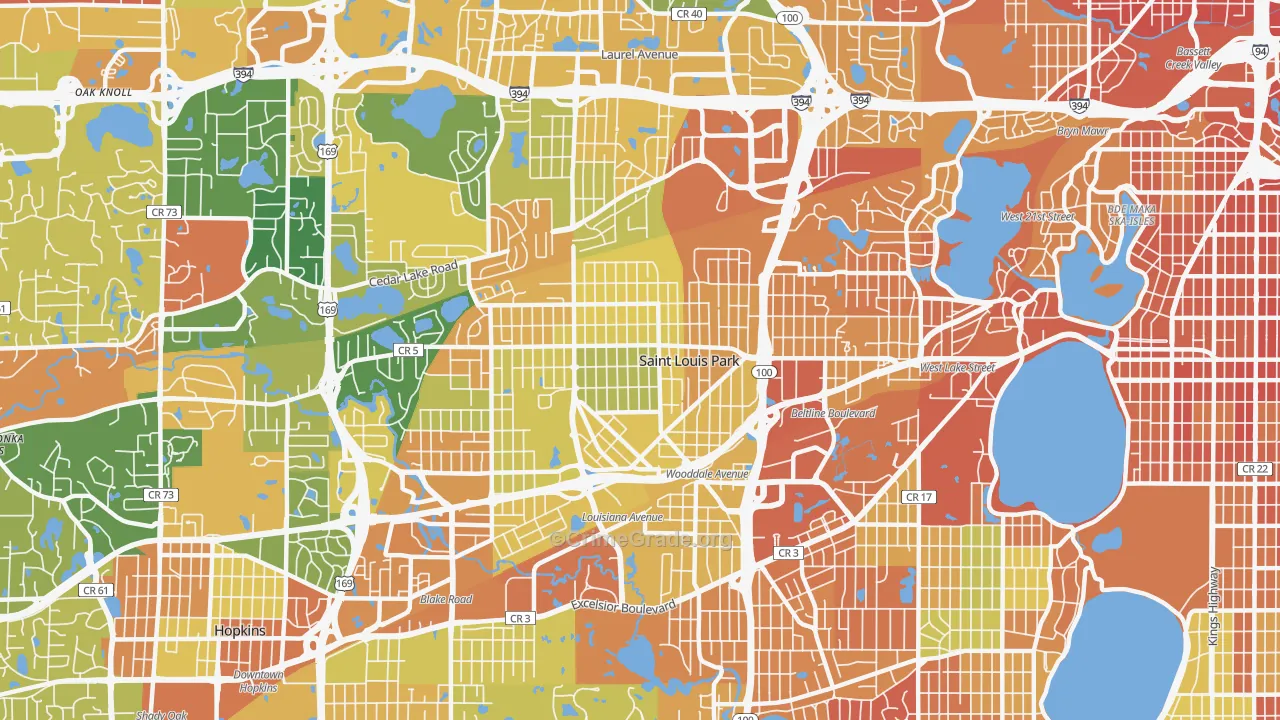 St. Louis Park, MN Map of Vandalism Rates