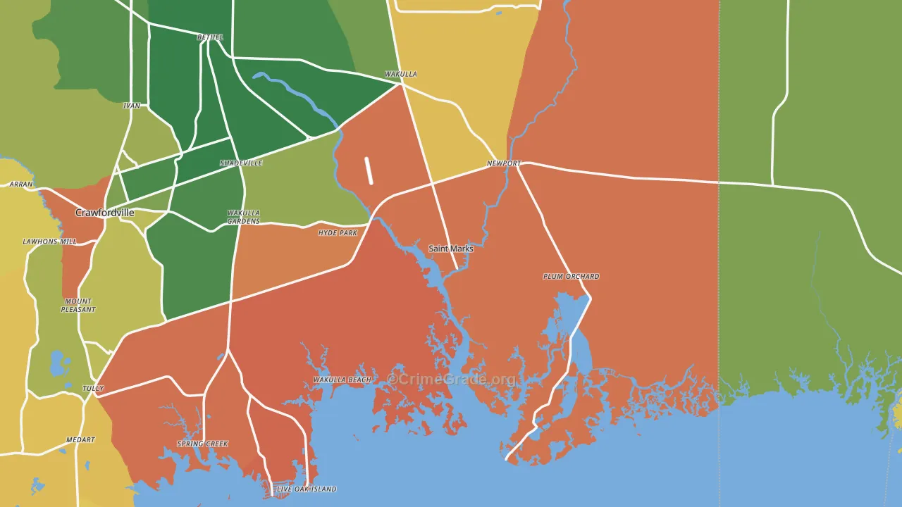 St. Marks, FL Map of Vandalism Rates