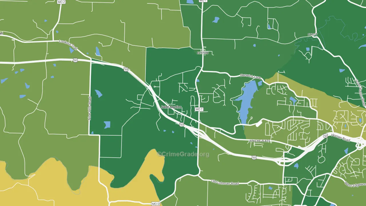 St. Martins, MO Map of Vandalism Rates