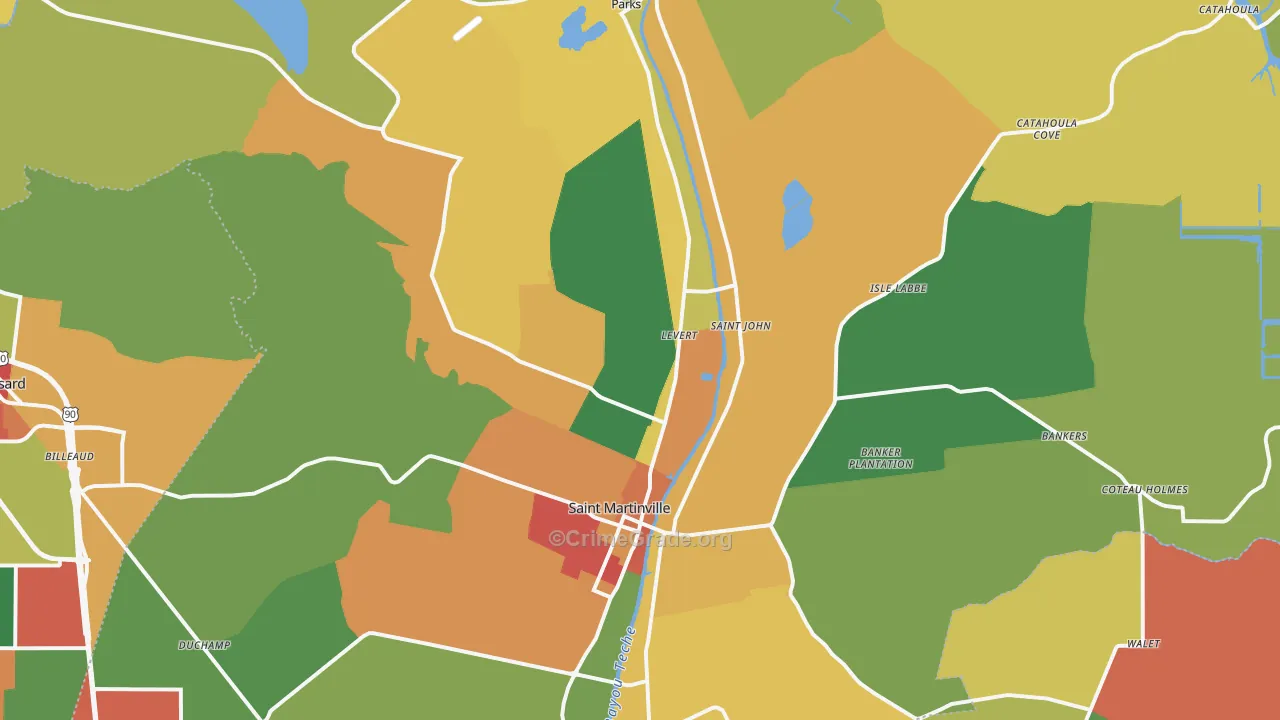 St. Martinville, LA Map of Vandalism Rates