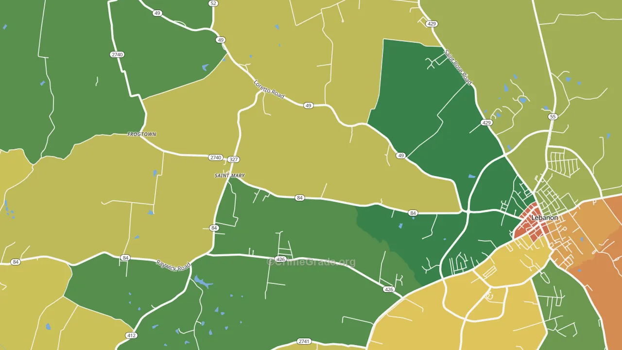 St. Mary, KY Map of Vandalism Rates