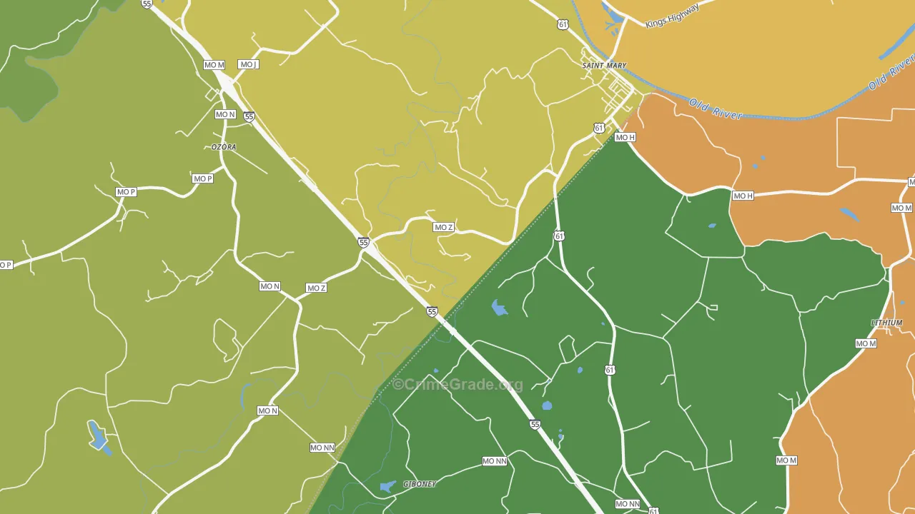St. Mary, MO Map of Vandalism Rates