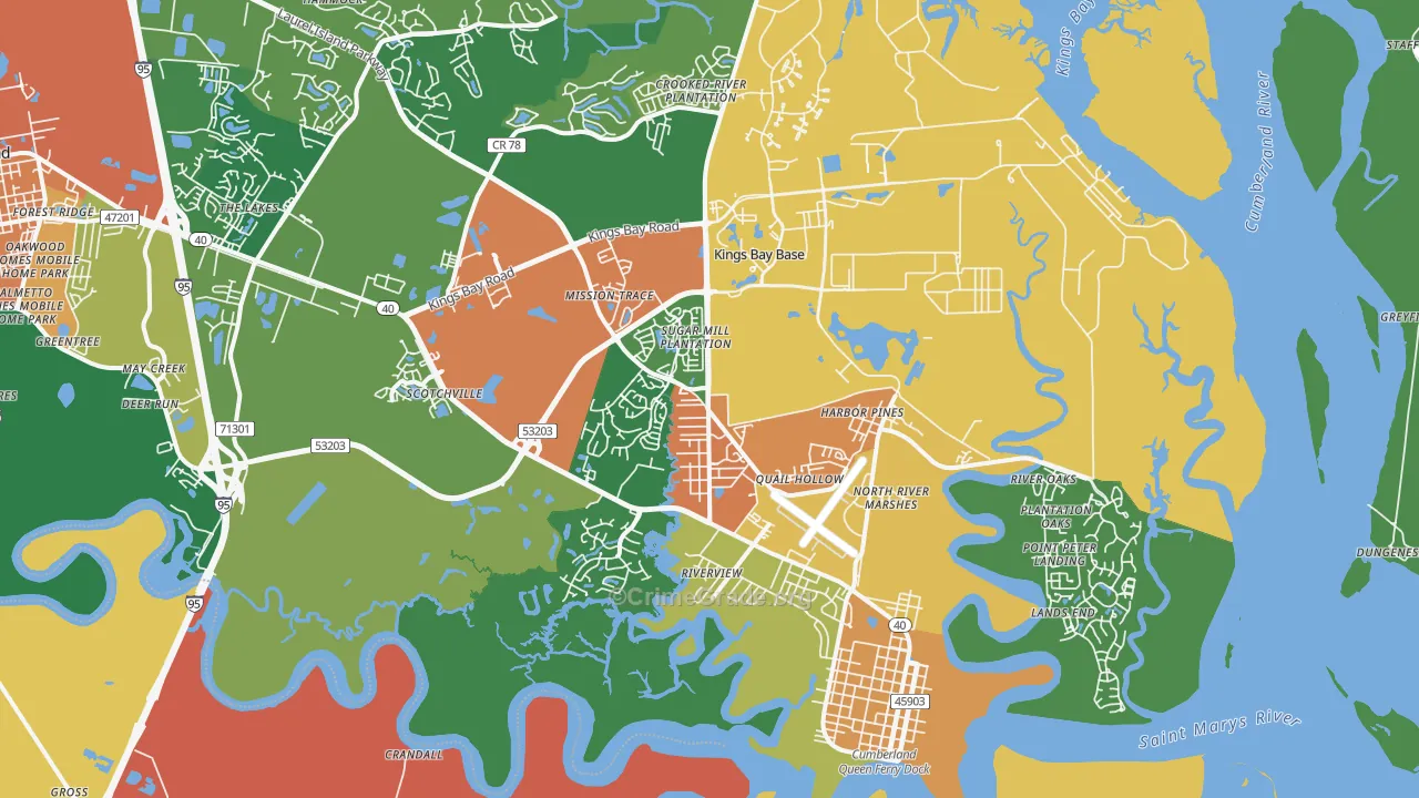 St. Marys, GA Map of Vandalism Rates