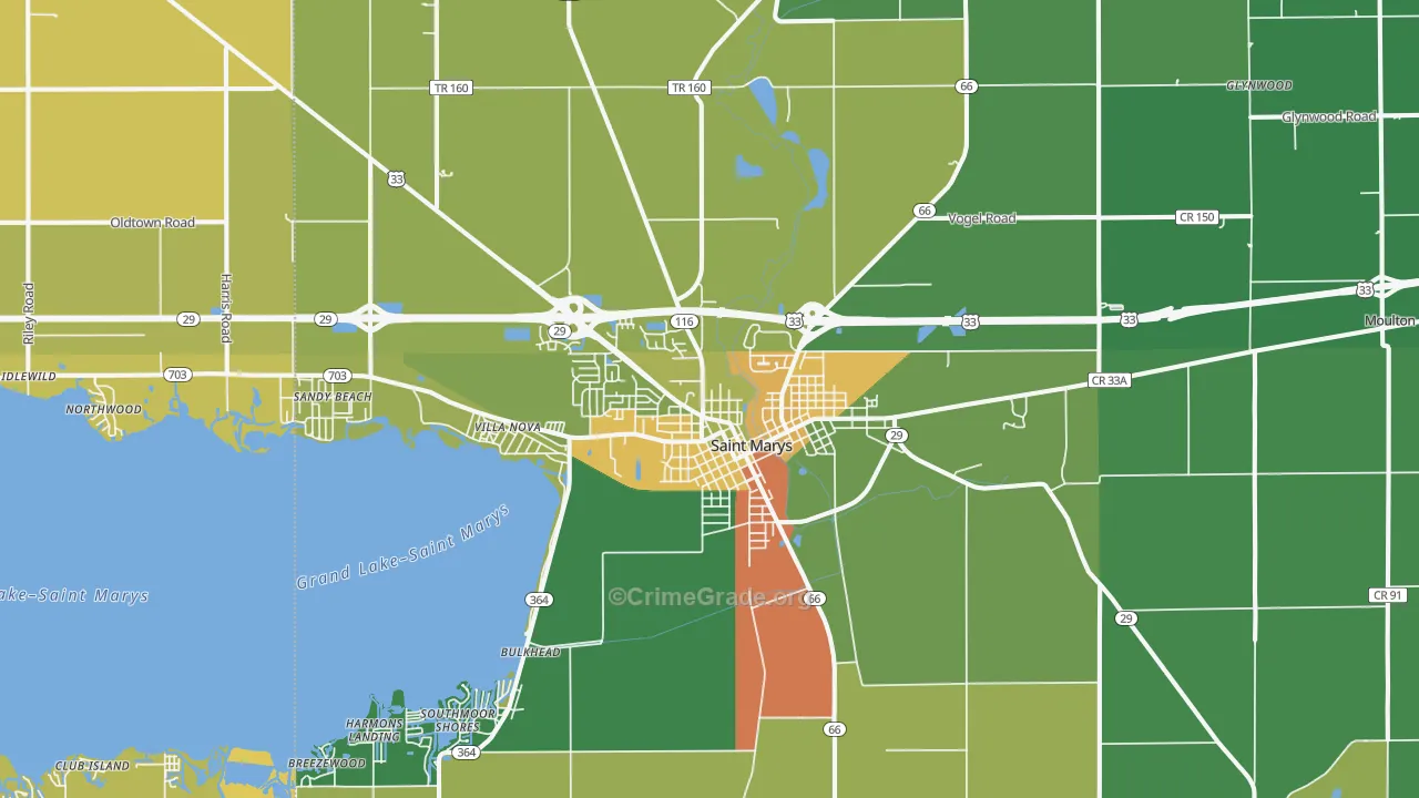 St. Marys, OH Map of Vandalism Rates