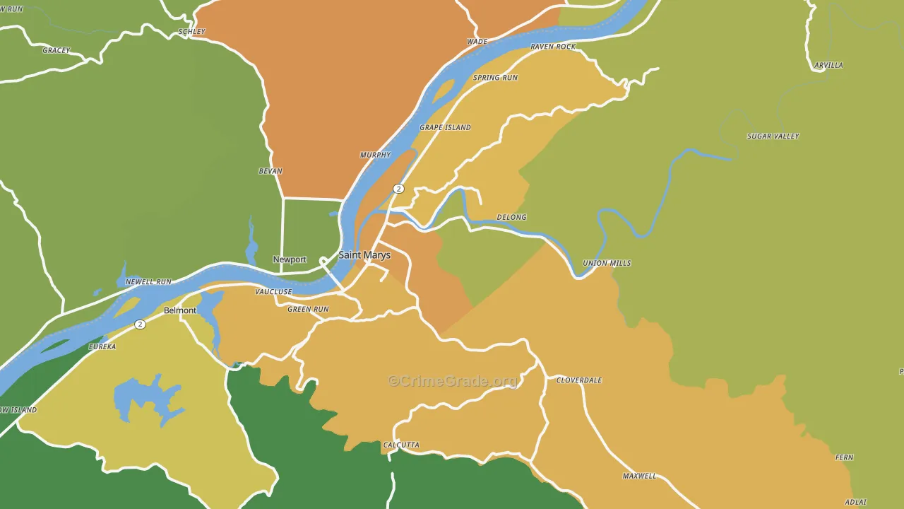 St. Marys, WV Map of Vandalism Rates