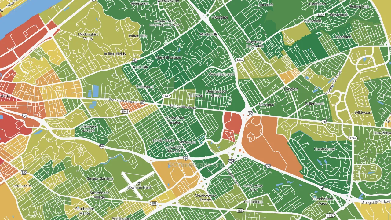 St. Matthews, KY Map of Vandalism Rates