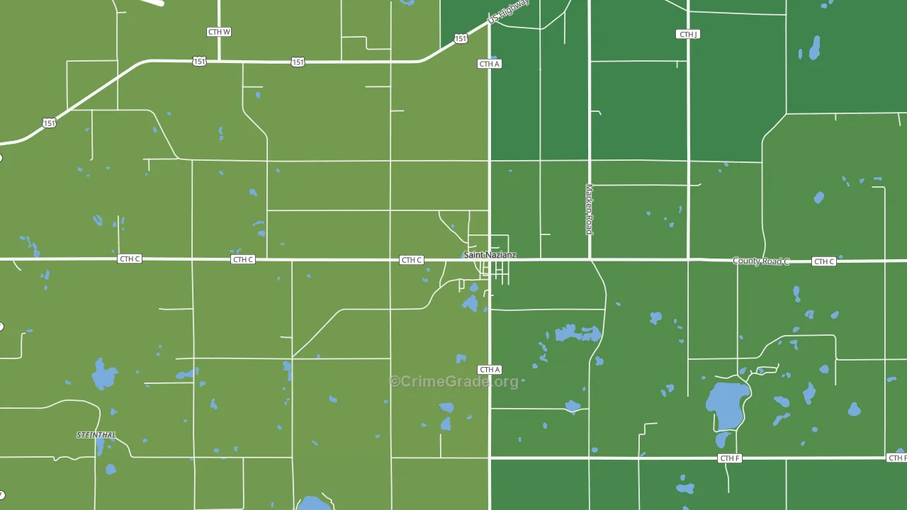 St. Nazianz, WI Map of Vandalism Rates