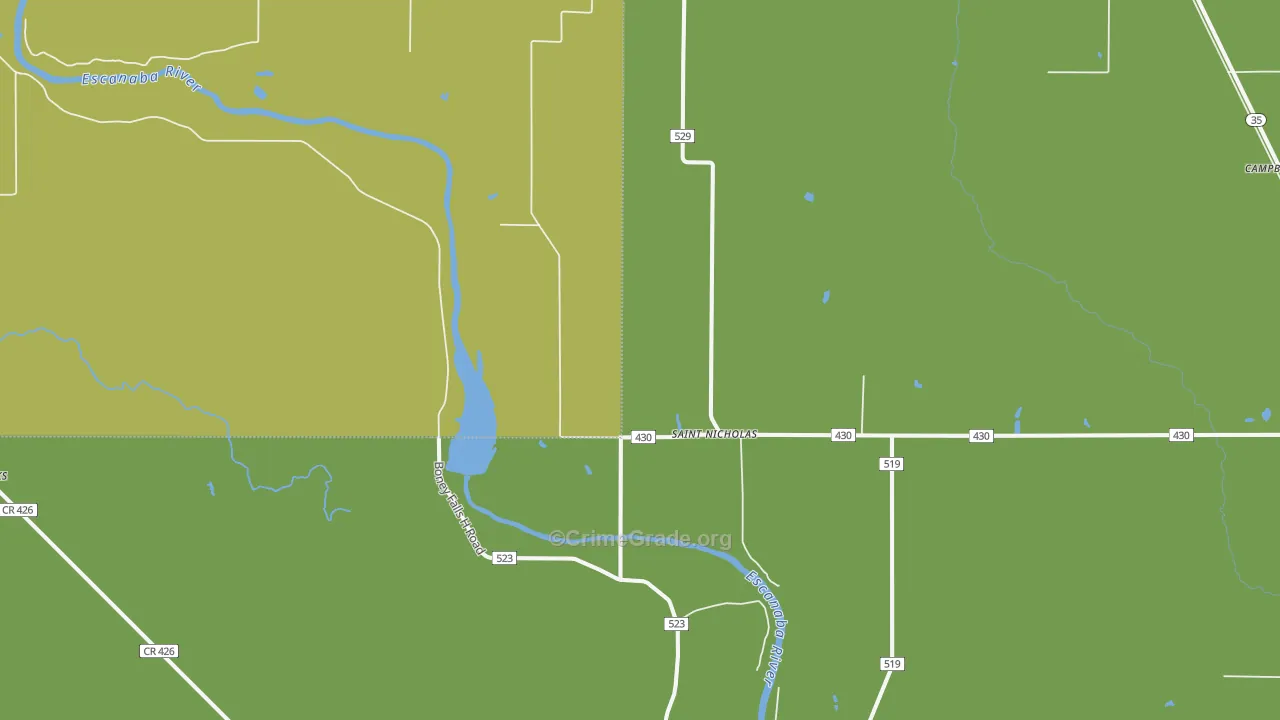 St. Nicholas, MI Map of Vandalism Rates