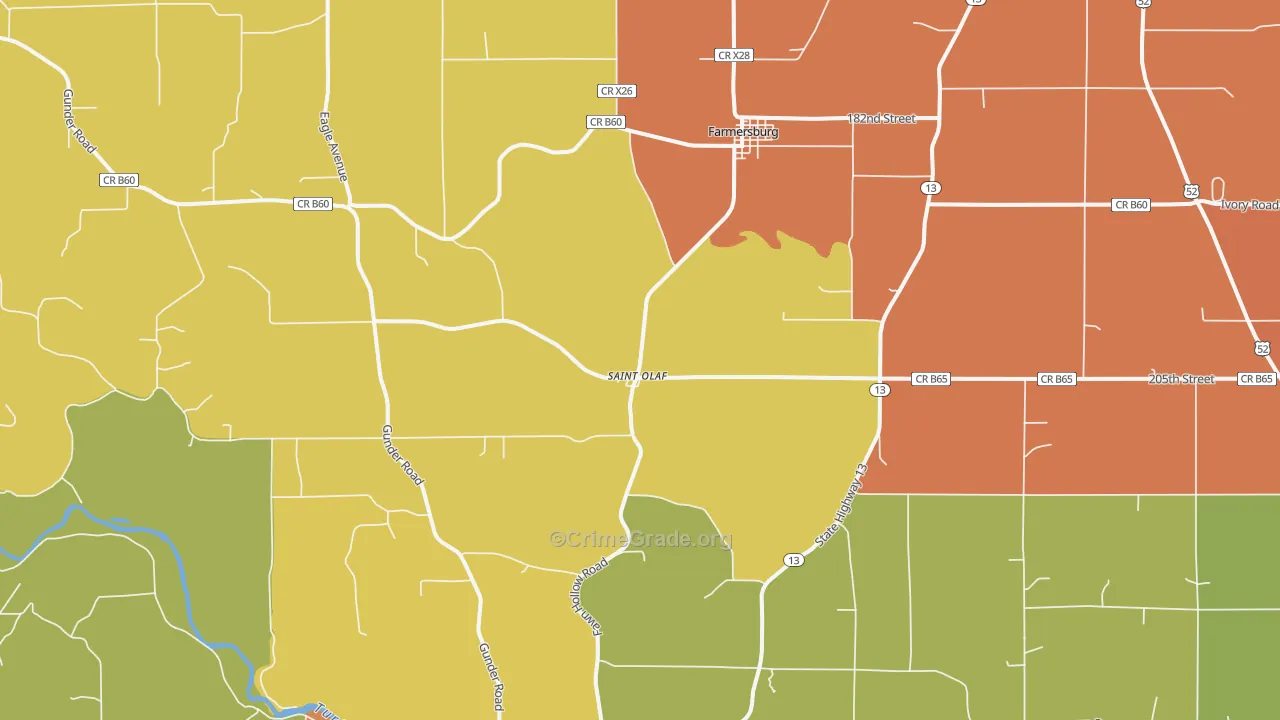 St. Olaf, IA Map of Vandalism Rates