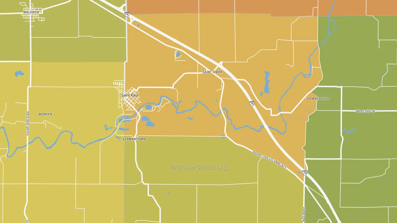 St. Omer, IN Map of Vandalism Rates