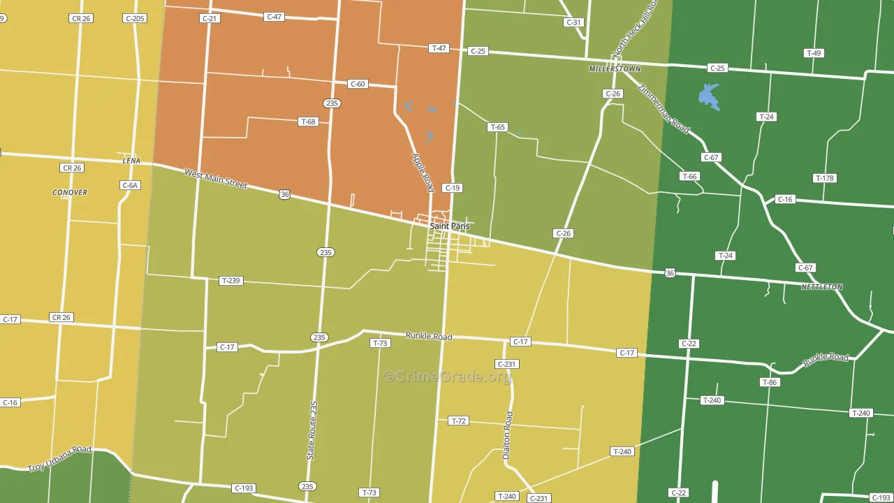 St. Paris, OH Map of Vandalism Rates
