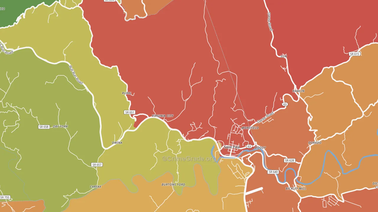 St. Paul, VA Map of Vandalism Rates