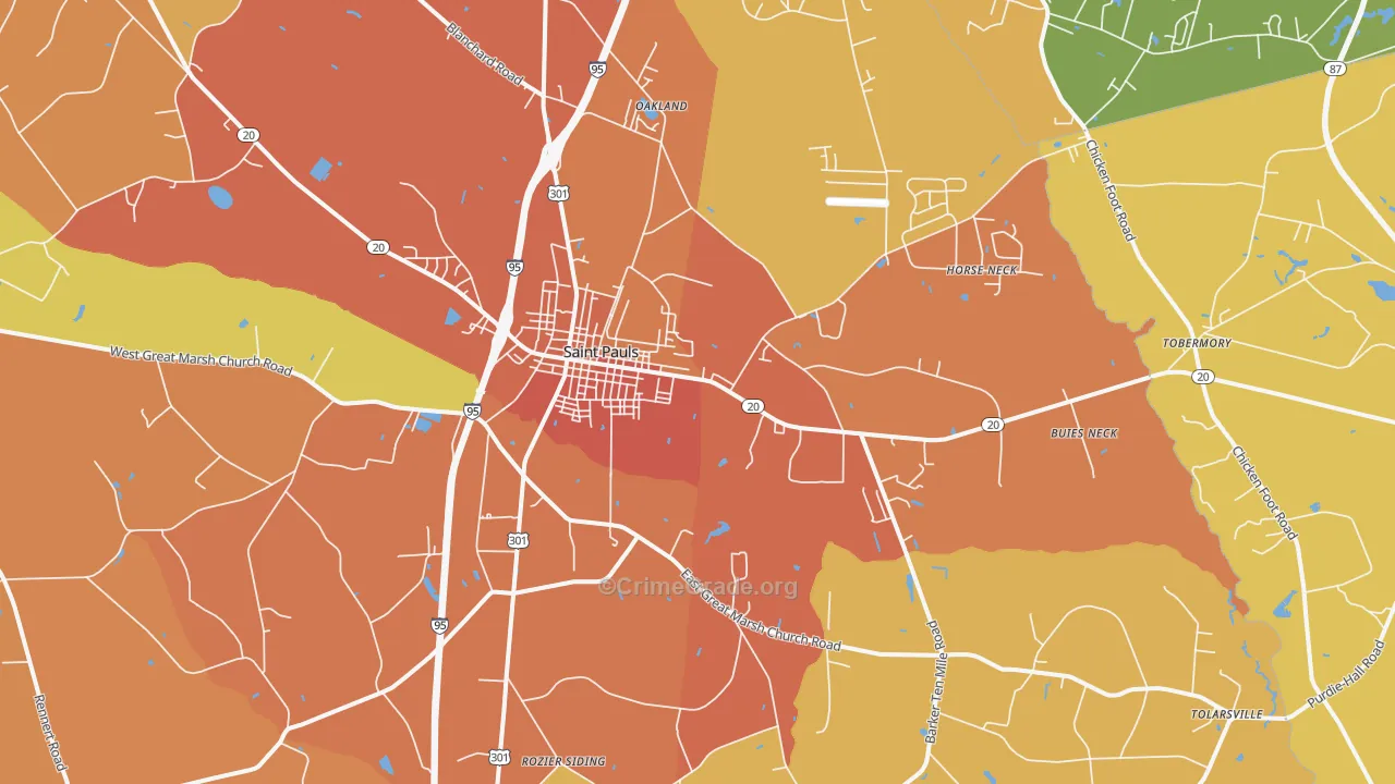 St. Pauls, NC Map of Vandalism Rates