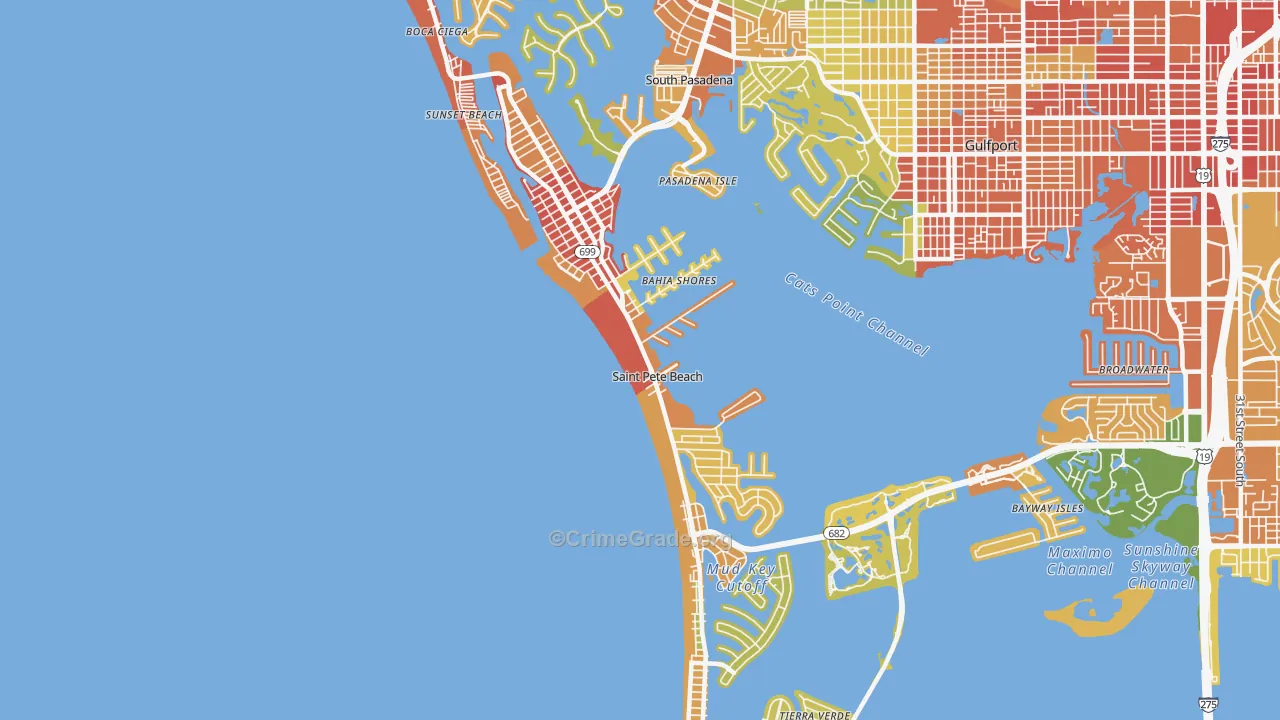St. Pete Beach, FL Map of Vandalism Rates