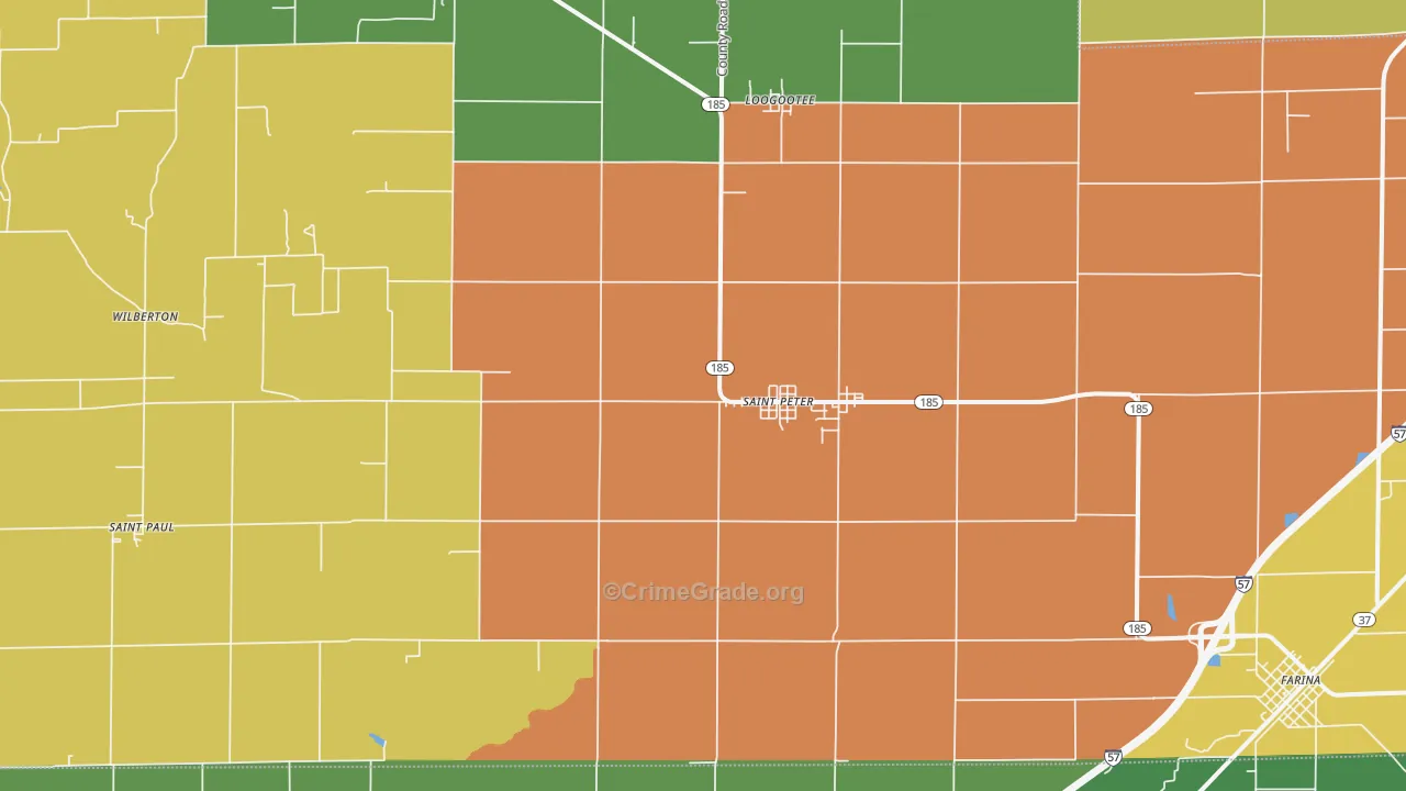 St. Peter, IL Map of Vandalism Rates