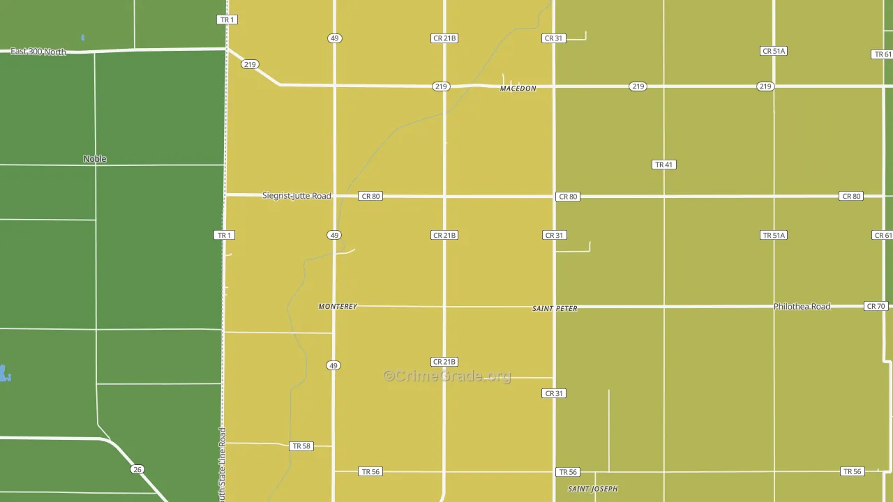 St. Peter, OH Map of Vandalism Rates