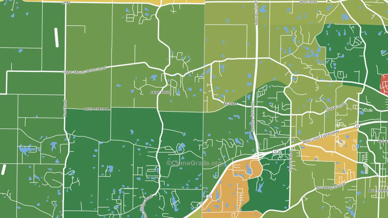 St. Philip, IN Map of Vandalism Rates