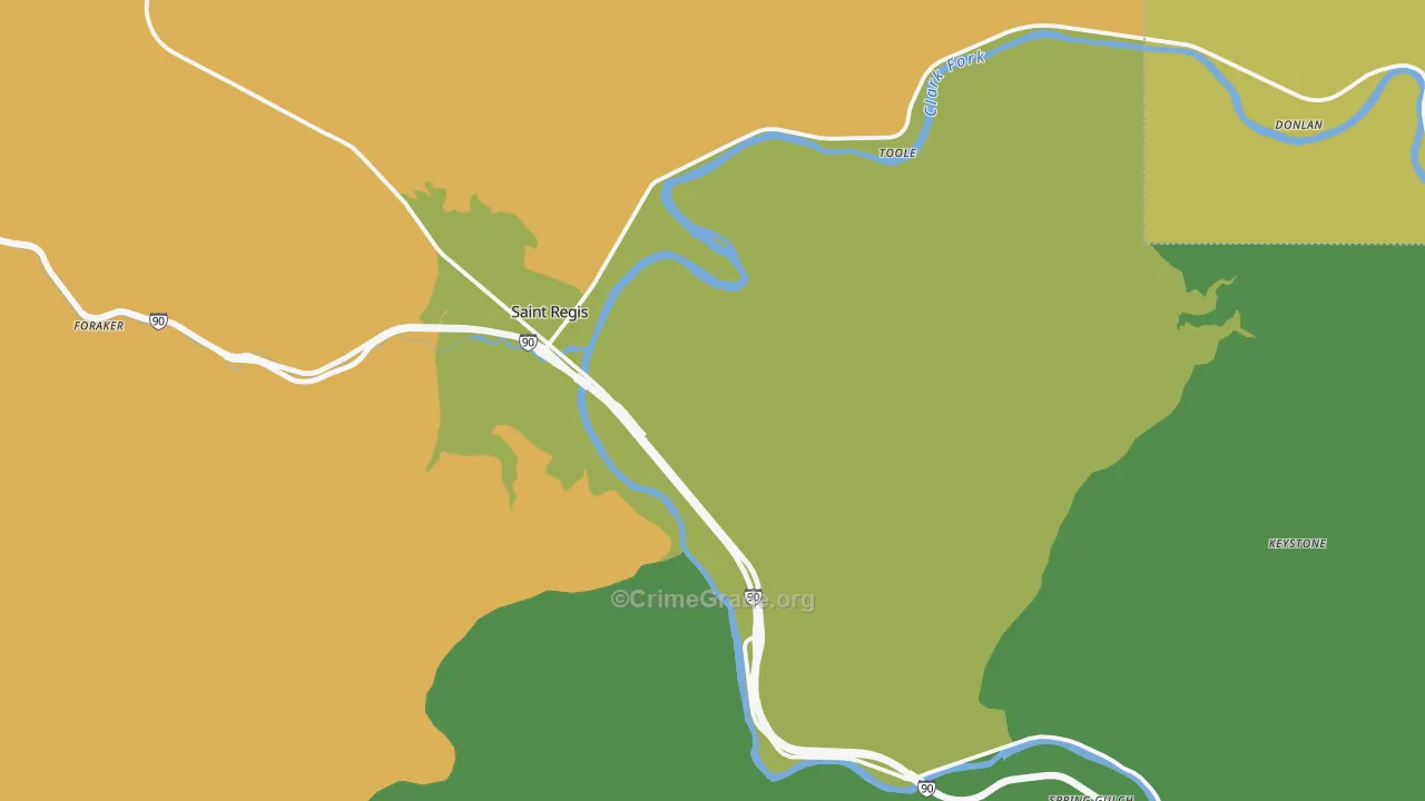 St. Regis, MT Map of Vandalism Rates