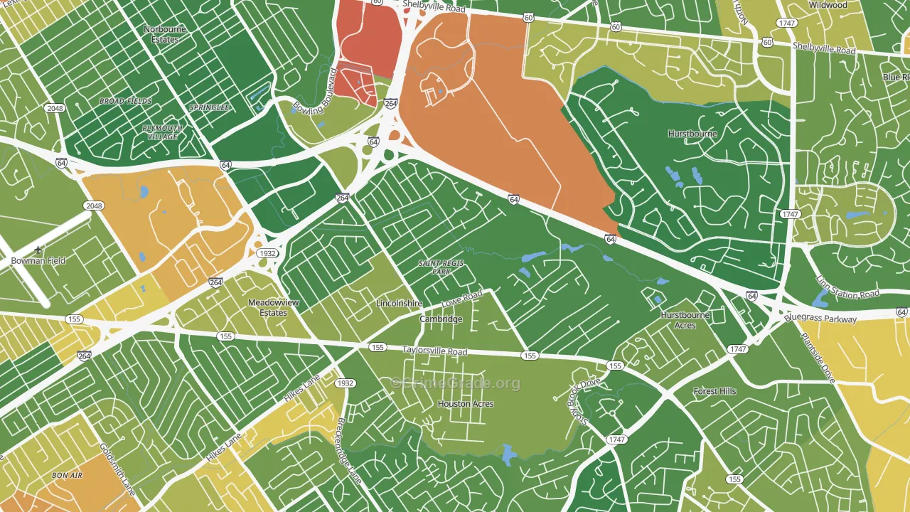 St. Regis Park, KY Map of Vandalism Rates
